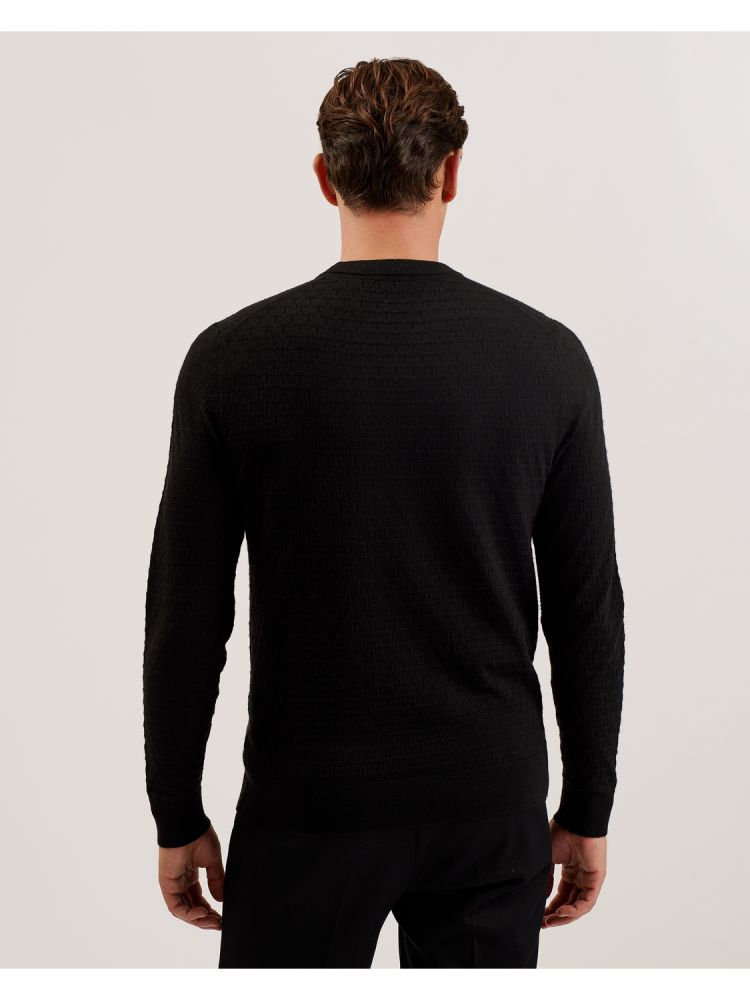 Ted Baker Loung - Textured T Knit Crew Neck Jumper Muške Džemperi Crne | 805124-MNJ