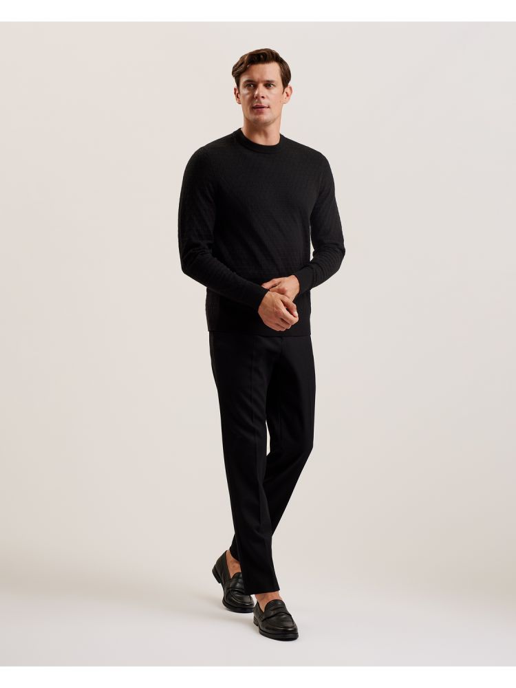 Ted Baker Loung - Textured T Knit Crew Neck Jumper Muške Džemperi Crne | 805124-MNJ