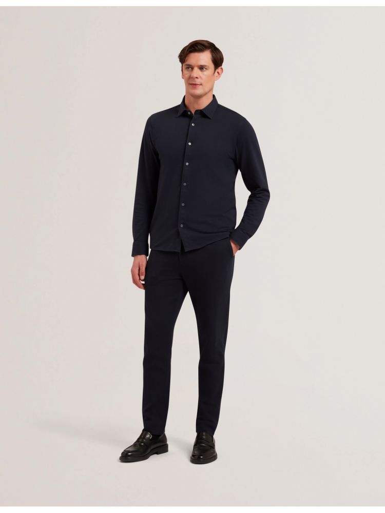 Ted Baker Luckey - Long Sleeve Pique Cotton Jersey Shirt Muške Košulje Tamnoplave | 830974-RBK