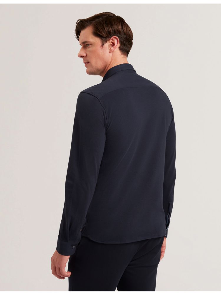 Ted Baker Luckey - Long Sleeve Pique Cotton Jersey Shirt Muške Košulje Tamnoplave | 830974-RBK