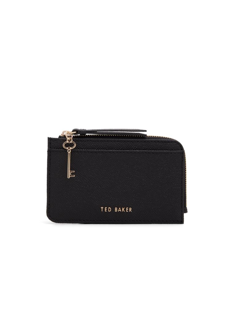 Ted Baker Lucky - Key Charm Zipped Leather Card Holder Ženske Novčanici Crne Sive | 754398-IJD