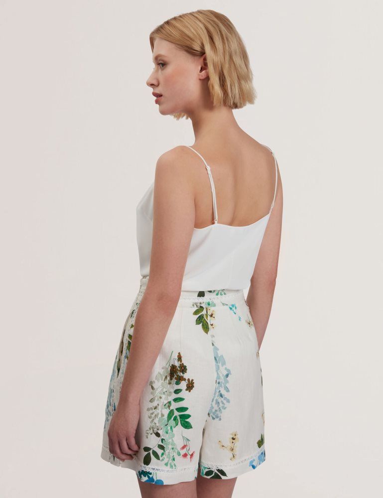Ted Baker Lulea - Chiffon Detail V-neck Strappy Cami Top Ženske Majice Bijele | 025761-PAG