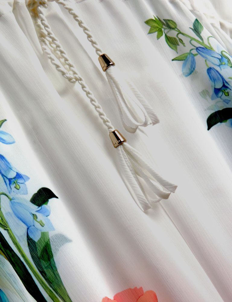 Ted Baker Luusaa - Floral V-neck Maxi Kaftan Beach Dress Ženske Kupaći Kostimi Bijele | 103596-DUH