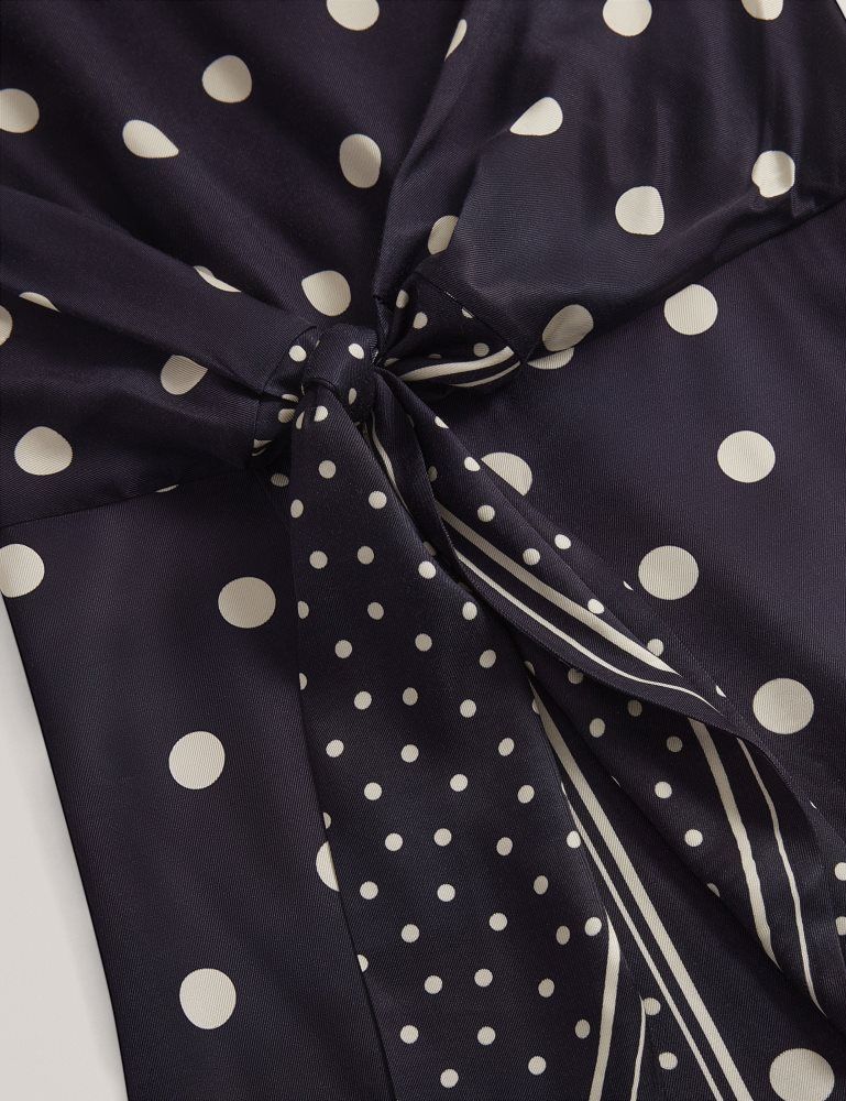 Ted Baker Malmoa - Polka Dot Tie Detail Column Midi Dress Ženske Haljina Tamnoplave | 375904-GWM