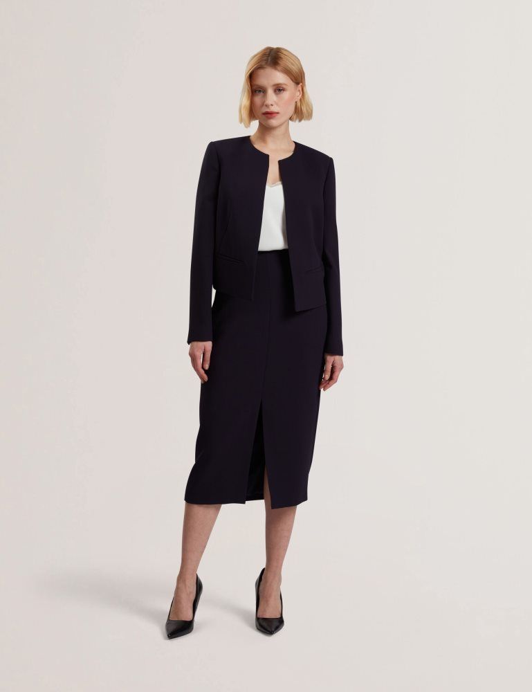 Ted Baker Manabjl - Tailored Round Neck Cropped Open Jacket Ženske Odijela Tamnoplave | 940132-AHB