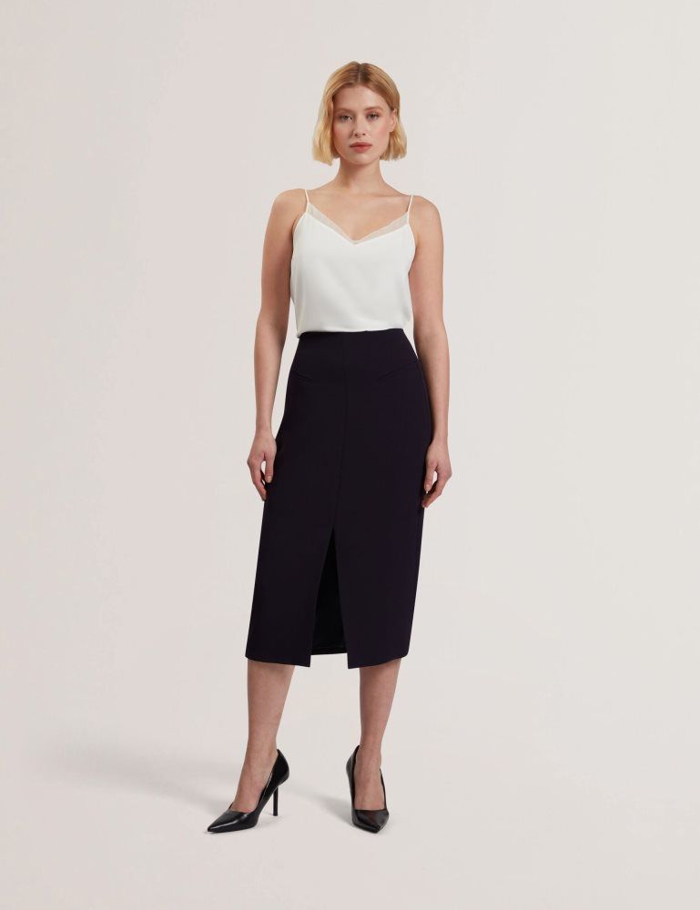 Ted Baker Manabsl - Tailored Midi Pencil Skirt With Front Split Ženske Suknje Tamnoplave | 016985-CPO