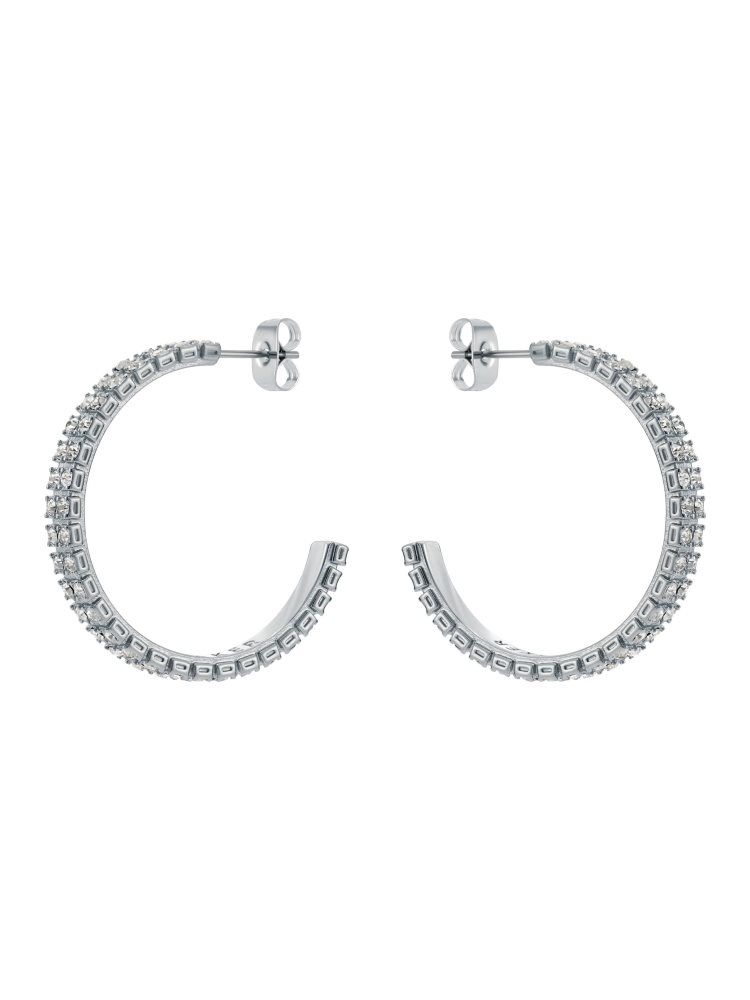 Ted Baker Mellia - Mellia Medium Double Crystal Hoop Earrings Ženske Nakit Srebrne | 549371-IYF