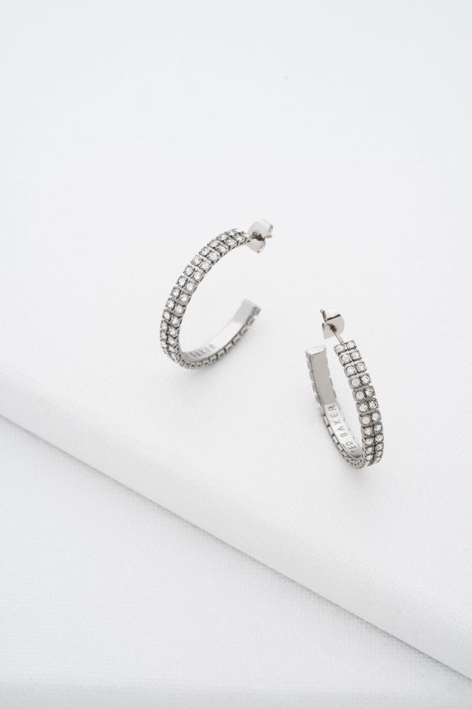 Ted Baker Mellia - Mellia Medium Double Crystal Hoop Earrings Ženske Nakit Srebrne | 549371-IYF