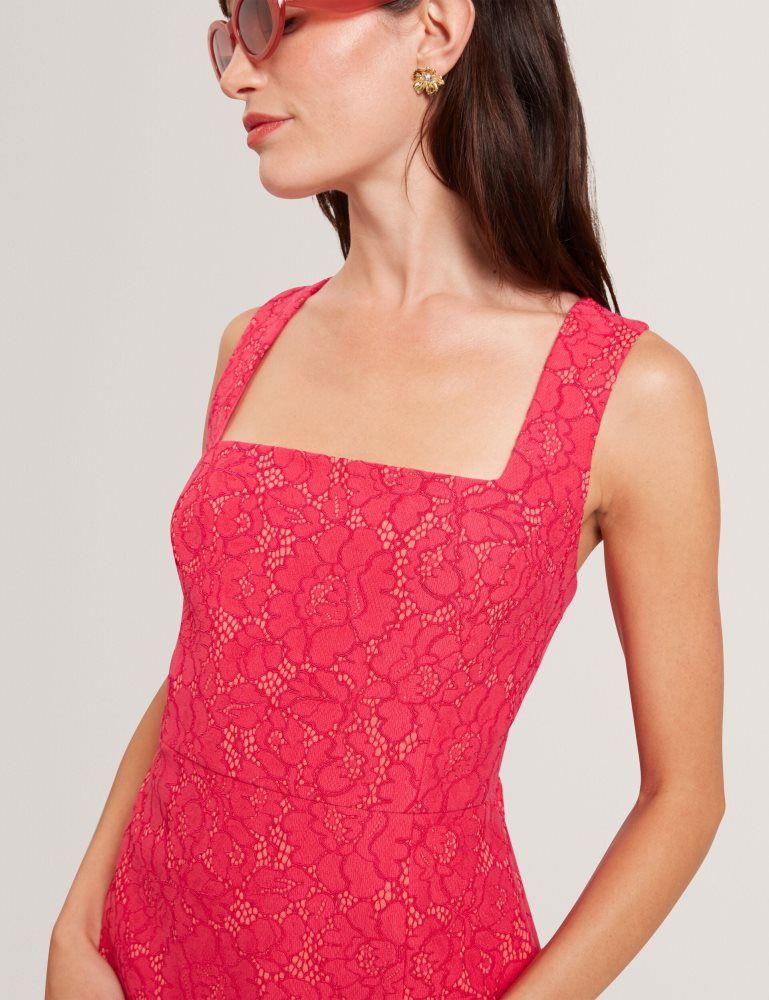 Ted Baker Meriod - Lace Square Neck Sleeveless Mini Dress Ženske Haljina Fuksije | 295074-QZD