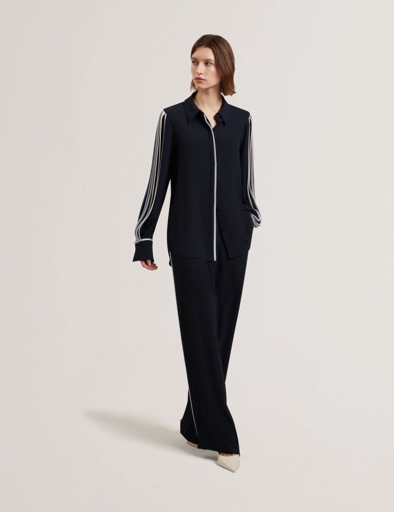 Ted Baker Miriti - Contrast Piping Detail Long Sleeve Shirt Ženske Odijela Tamnoplave | 017548-ATX