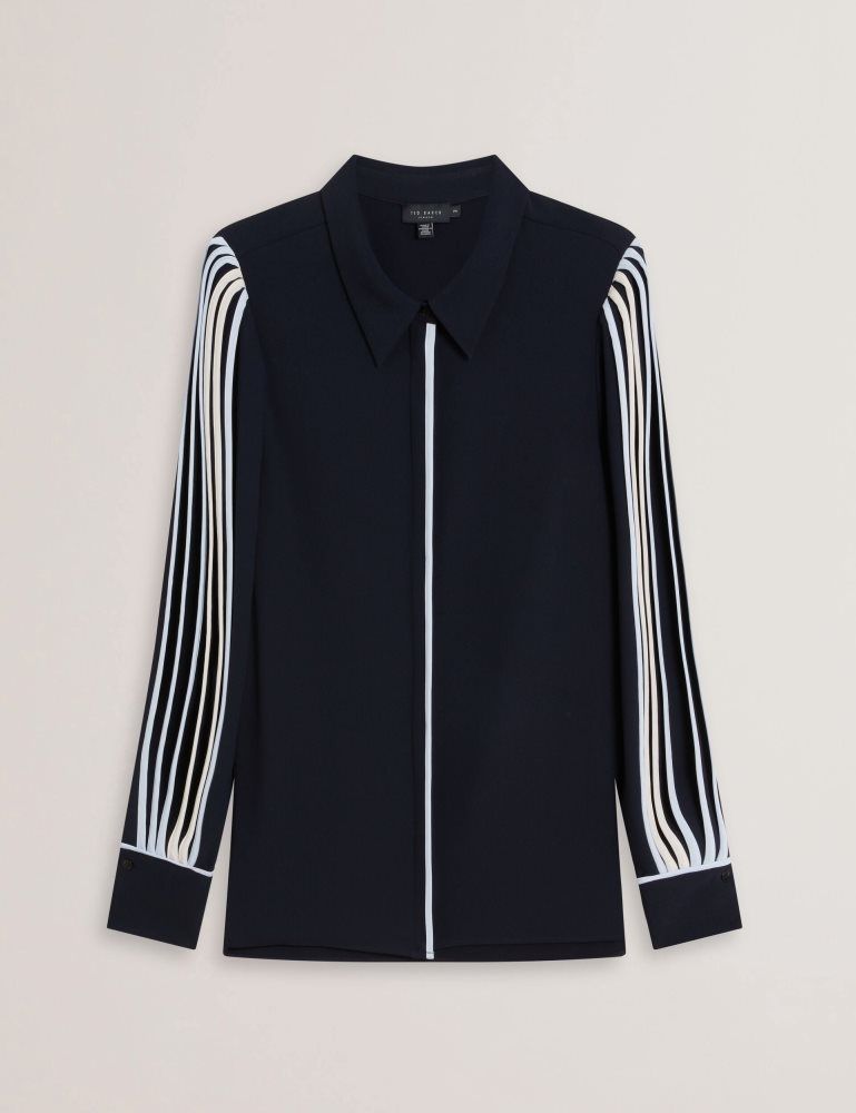 Ted Baker Miriti - Contrast Piping Detail Long Sleeve Shirt Ženske Odijela Tamnoplave | 017548-ATX