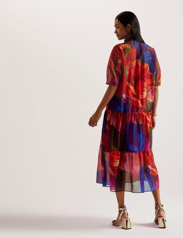 Ted Baker Miru - Organza Tropical Bloom Midi Dress Ženske Haljina Visebojne | 563287-ZVT