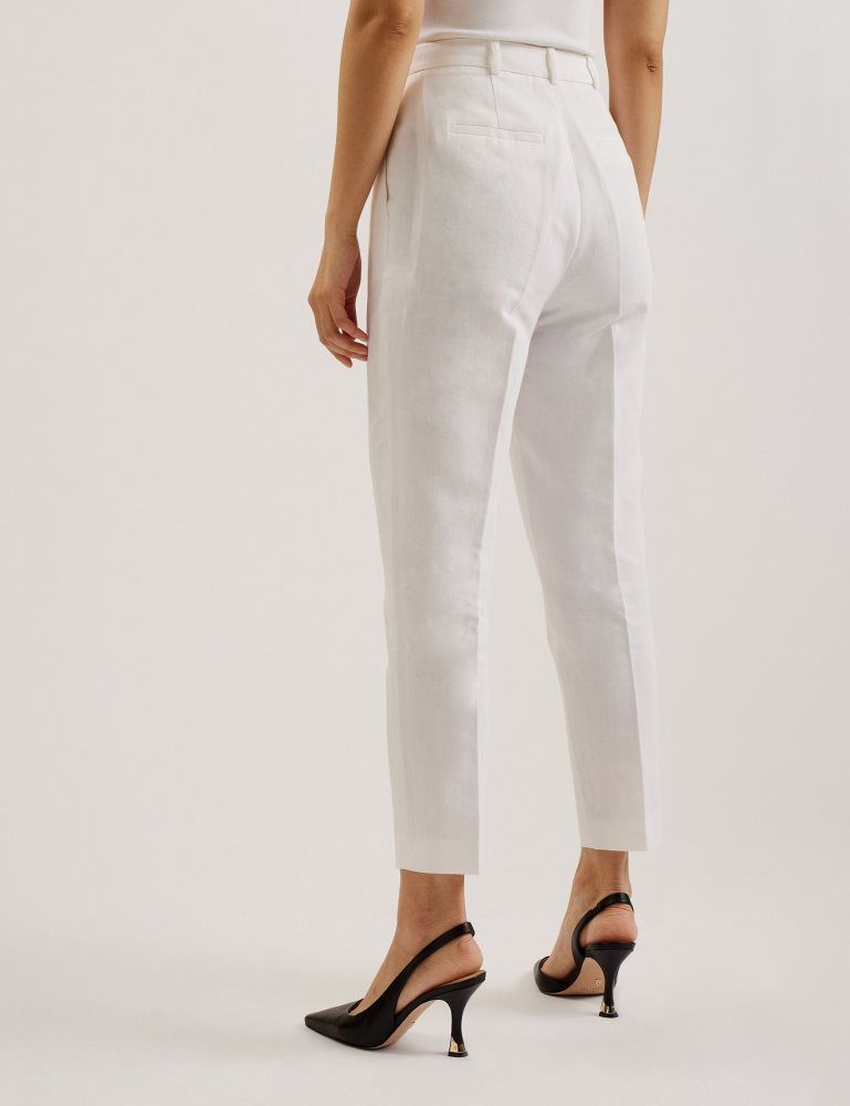 Ted Baker Musubt - Linen Cotton High Waisted Tailored Trousers Ženske Odijela Bijele | 871629-NYX