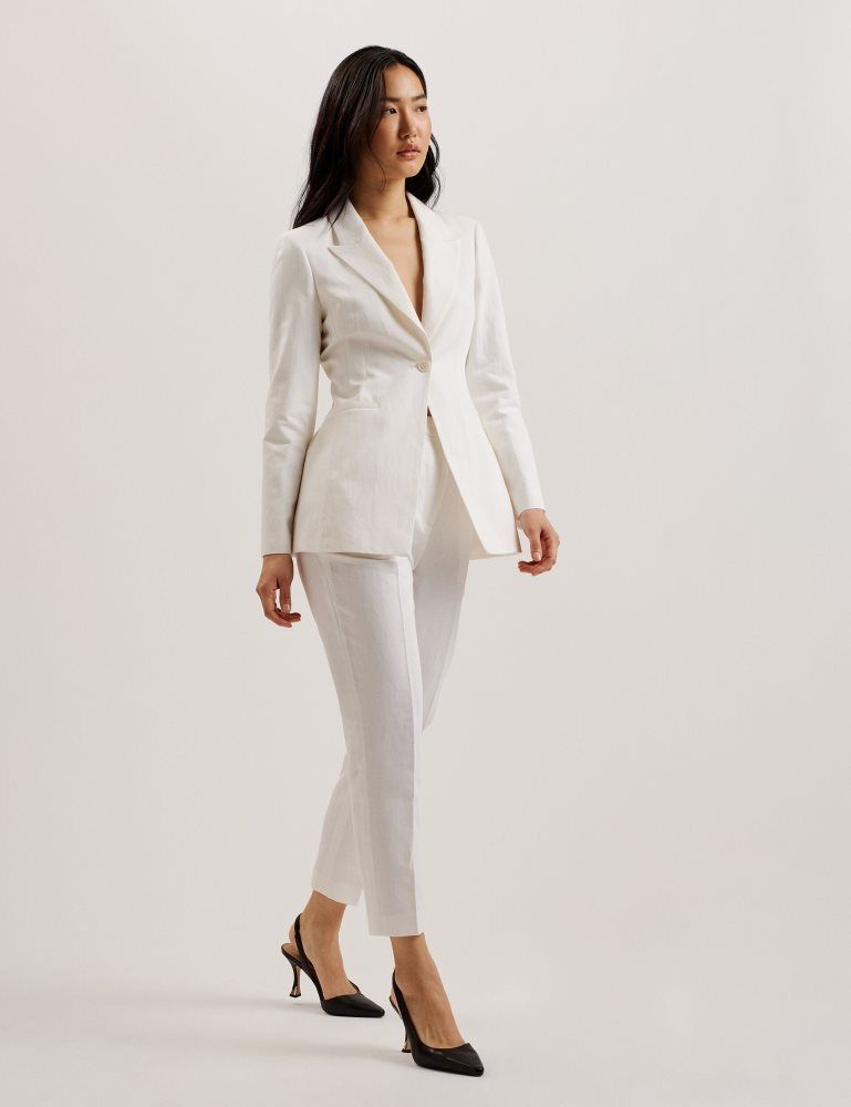 Ted Baker Musubt - Linen Cotton High Waisted Tailored Trousers Ženske Odijela Bijele | 871629-NYX