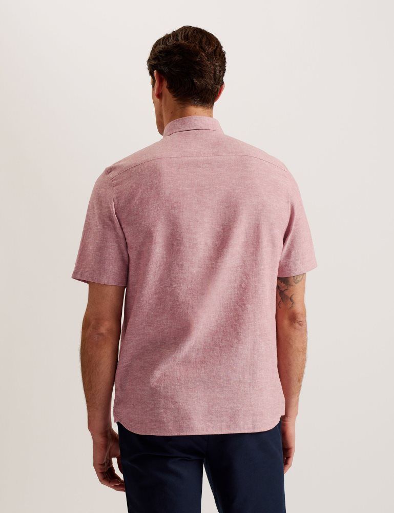 Ted Baker Naires - Short Sleeve Linen Shirt Muške Košulje Roze | 516842-QGU