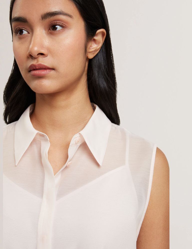 Ted Baker Norella - Sheer Organza Longline Sleeveless Blouse Ženske Odijela Roze | 809314-GZL