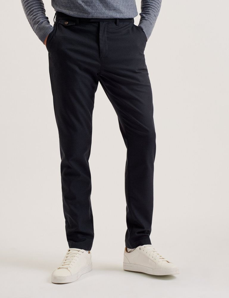 Ted Baker Nounds - Puppytooth Pattern Slim Fit Trousers Muške Hlače Tamnoplave | 581406-YVQ