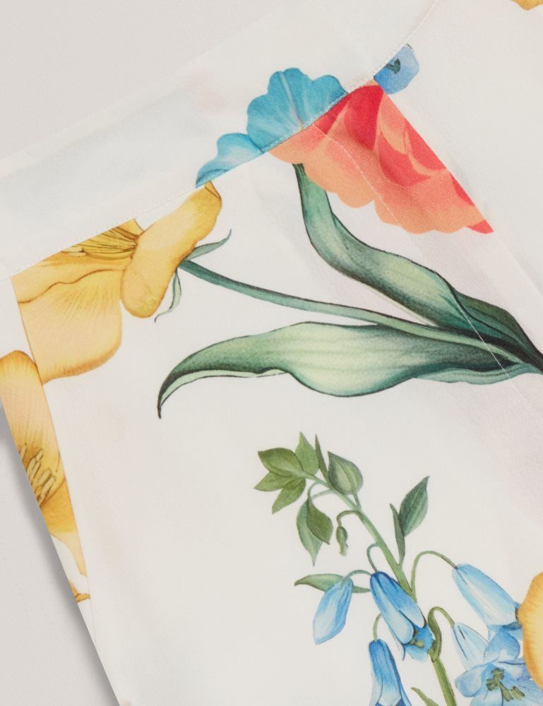 Ted Baker Nymphat - Floral Print High Waisted Wide Leg Trousers Ženske Kratke Hlače Bijele | 429850-KRU
