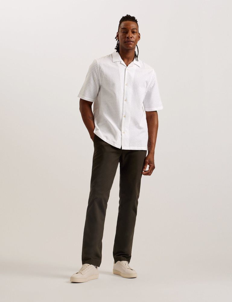 Ted Baker Oise - Textured Grid Cotton Short Sleeve Shirt Muške Košulje Bijele | 471289-AQS