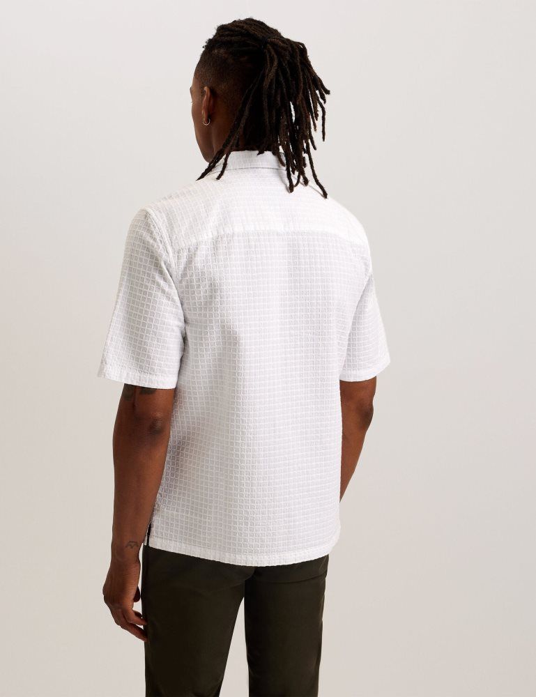 Ted Baker Oise - Textured Grid Cotton Short Sleeve Shirt Muške Košulje Bijele | 471289-AQS