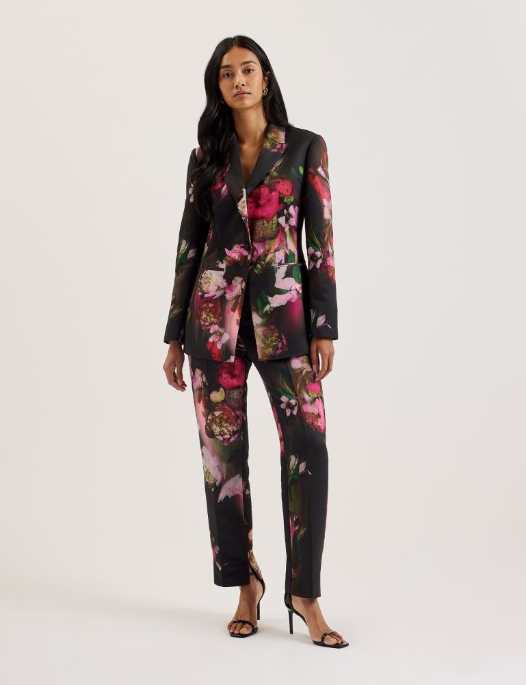 Ted Baker Okuni - Fitted Floral Print Tailored Jacket Ženske Odijela Crne | 278463-OXF