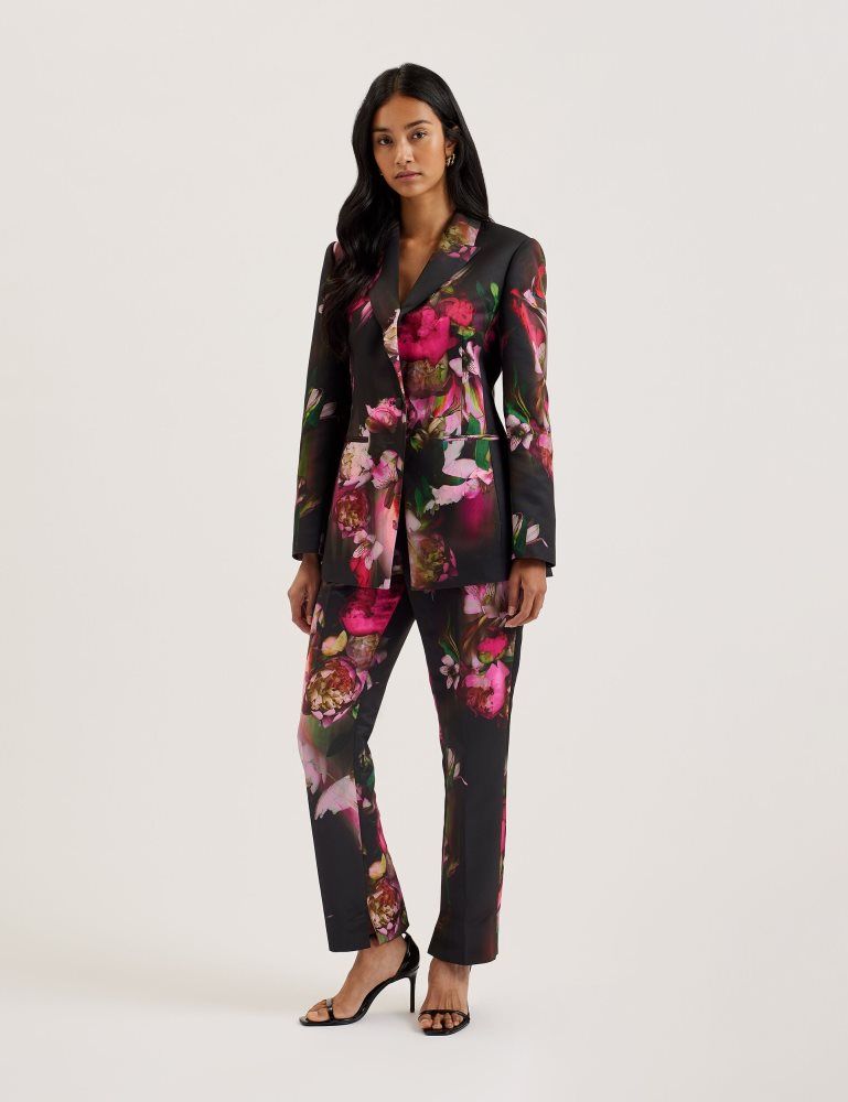 Ted Baker Okunit - Tapered Leg Floral Print Tailored Trousers Ženske Kratke Hlače Crne | 564238-VDG