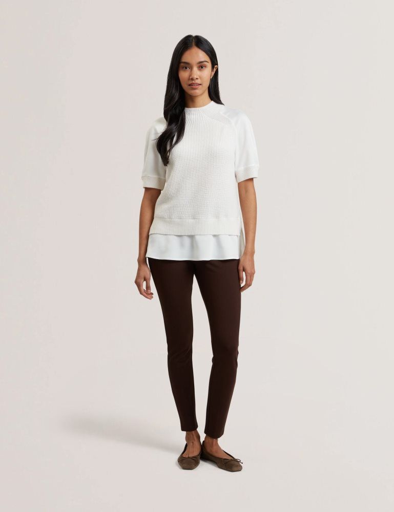 Ted Baker Onzaa - Raglan Short Sleeve Knitted Top With Shirt Hem Ženske Majice Bijele | 631972-PHD