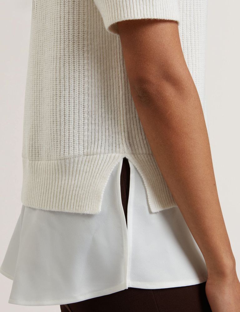 Ted Baker Onzaa - Raglan Short Sleeve Knitted Top With Shirt Hem Ženske Majice Bijele | 631972-PHD