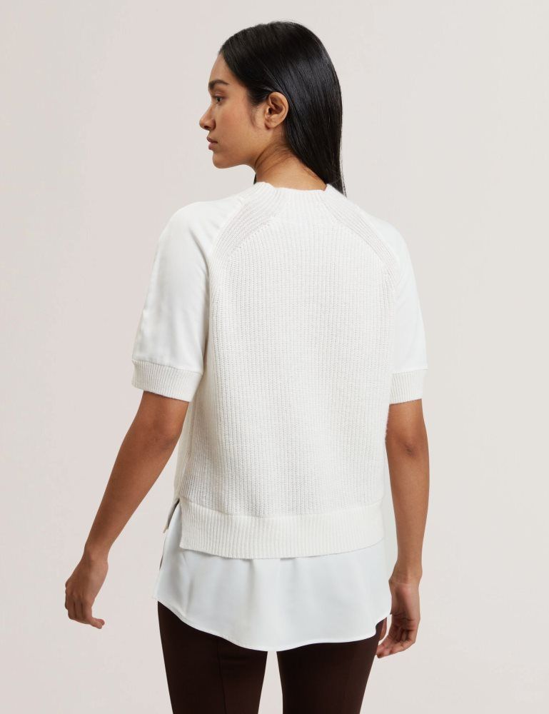 Ted Baker Onzaa - Raglan Short Sleeve Knitted Top With Shirt Hem Ženske Majice Bijele | 631972-PHD