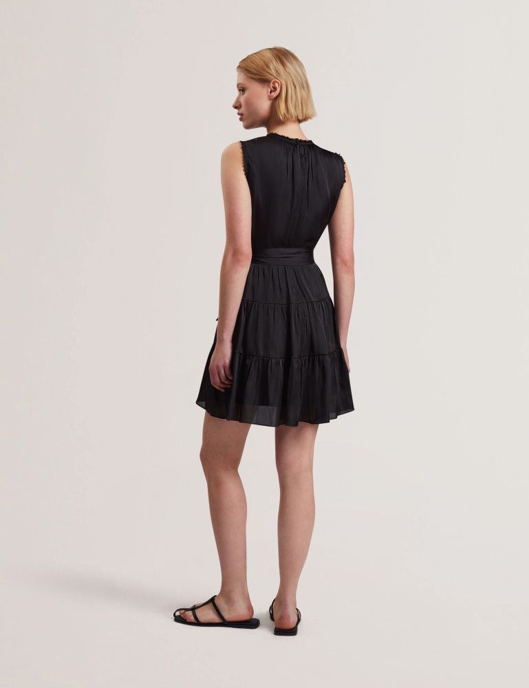 Ted Baker Otiana - Sleeveless Tie Waist Tiered Mini Dress Ženske Haljina Crne | 096412-QZW