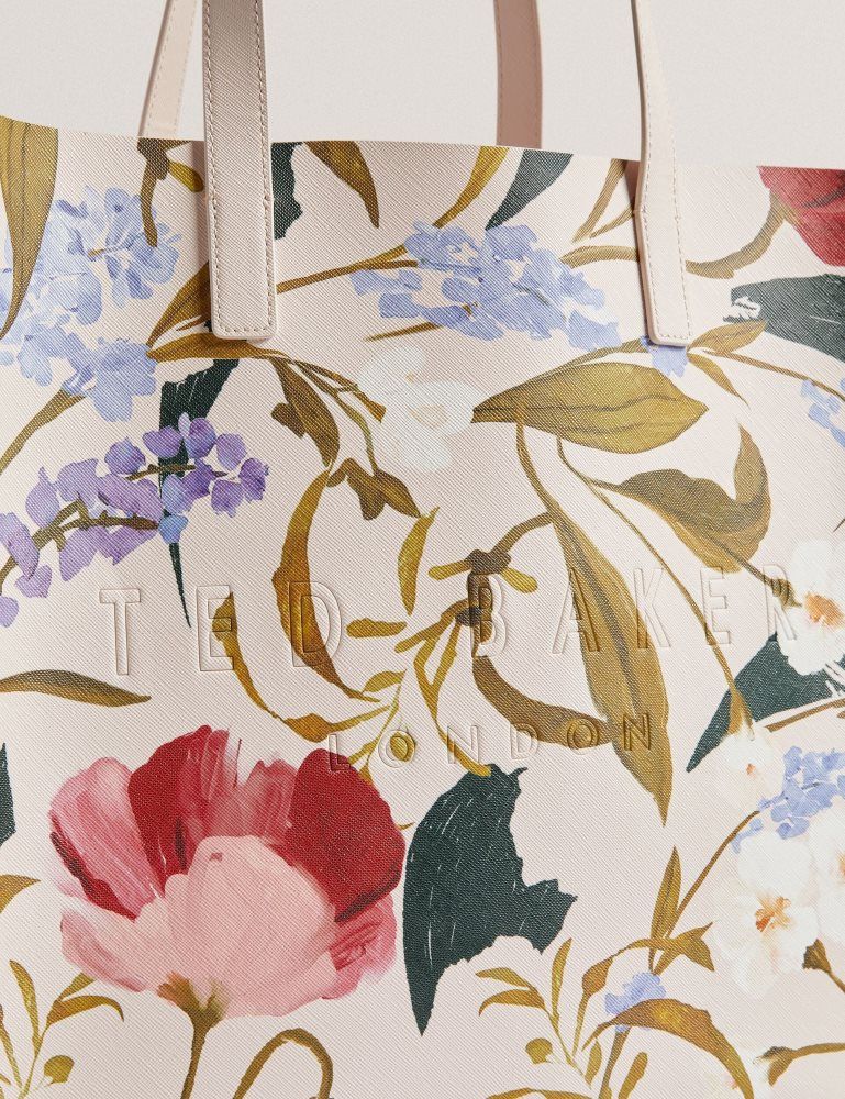 Ted Baker Palamaa - Floral Print Pu Large Icon Tote Bag Ženske Torba Tote Roze | 137429-DKB