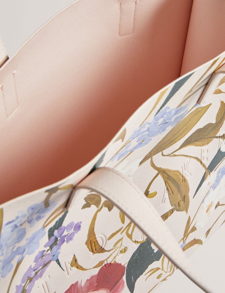 Ted Baker Palamaa - Floral Print Pu Large Icon Tote Bag Ženske Torba Tote Roze | 137429-DKB