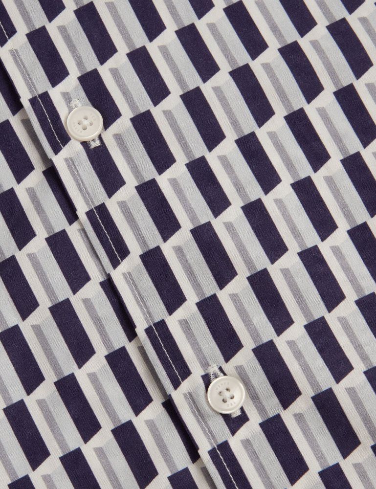 Ted Baker Pearsos - Geo Print Short Sleeve Cotton Shirt Muške Košulje Tamnoplave | 673298-VGW