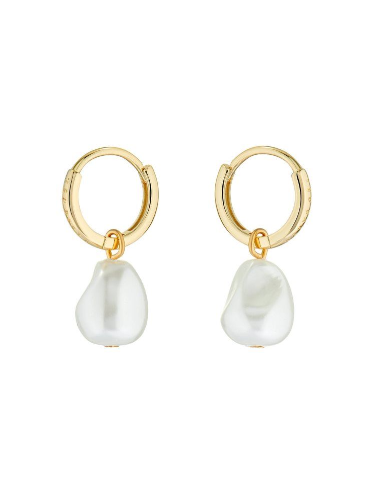 Ted Baker Periaa - Pearl Drop Pendant Huggie Earrings Ženske Nakit Zlatne | 735802-KMY