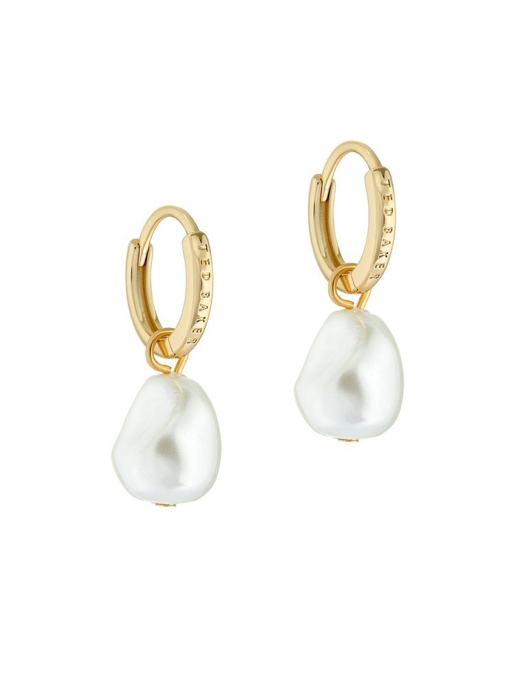 Ted Baker Periaa - Pearl Drop Pendant Huggie Earrings Ženske Nakit Zlatne | 735802-KMY