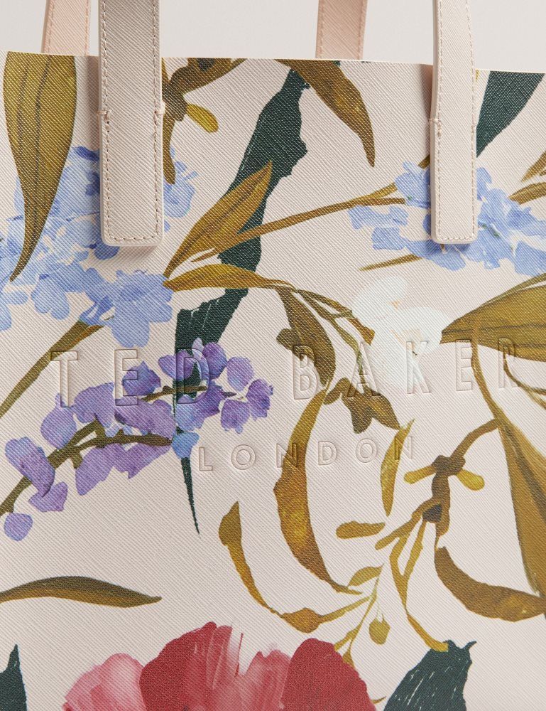 Ted Baker Phylisa - Floral Print Pu Leather Small Icon Tote Bag Ženske Torba Tote Roze | 960231-MFP