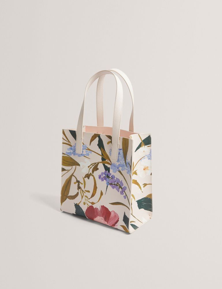 Ted Baker Phylisa - Floral Print Pu Leather Small Icon Tote Bag Ženske Torba Tote Roze | 960231-MFP