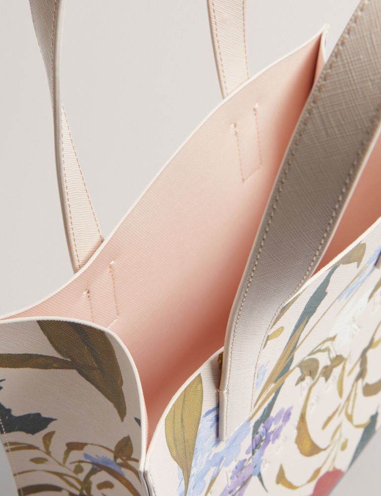 Ted Baker Phylisa - Floral Print Pu Leather Small Icon Tote Bag Ženske Torba Tote Roze | 960231-MFP