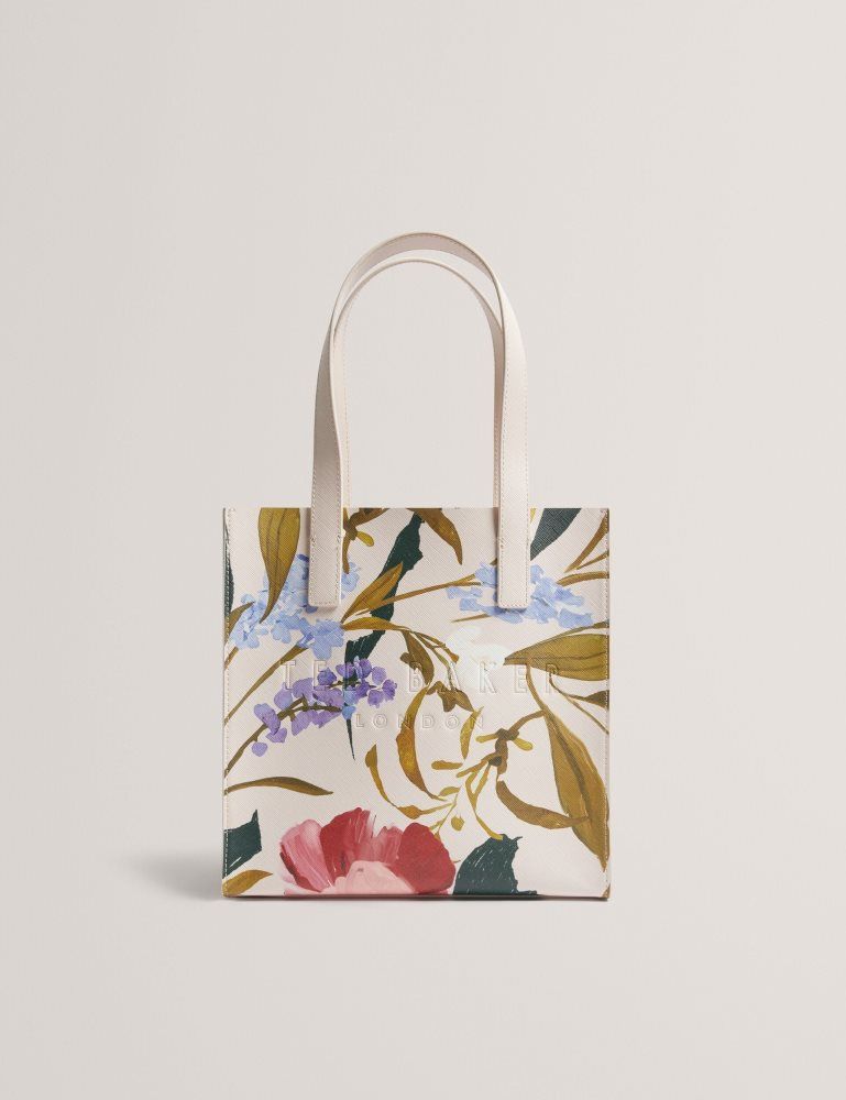 Ted Baker Phylisa - Floral Print Pu Leather Small Icon Tote Bag Ženske Torba Tote Roze | 960231-MFP