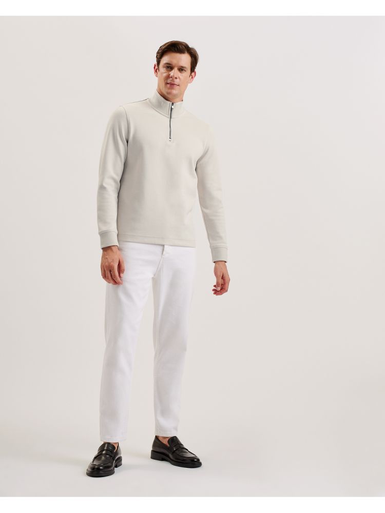 Ted Baker Pryor - Half-zip Funnel Neck Sweatshirt Muške Majica s Kapuljačom Krem | 542670-YCO