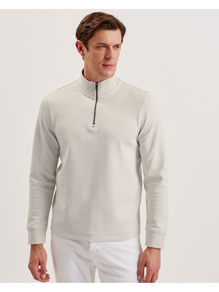 Ted Baker Pryor - Half-zip Funnel Neck Sweatshirt Muške Majica s Kapuljačom Krem | 542670-YCO