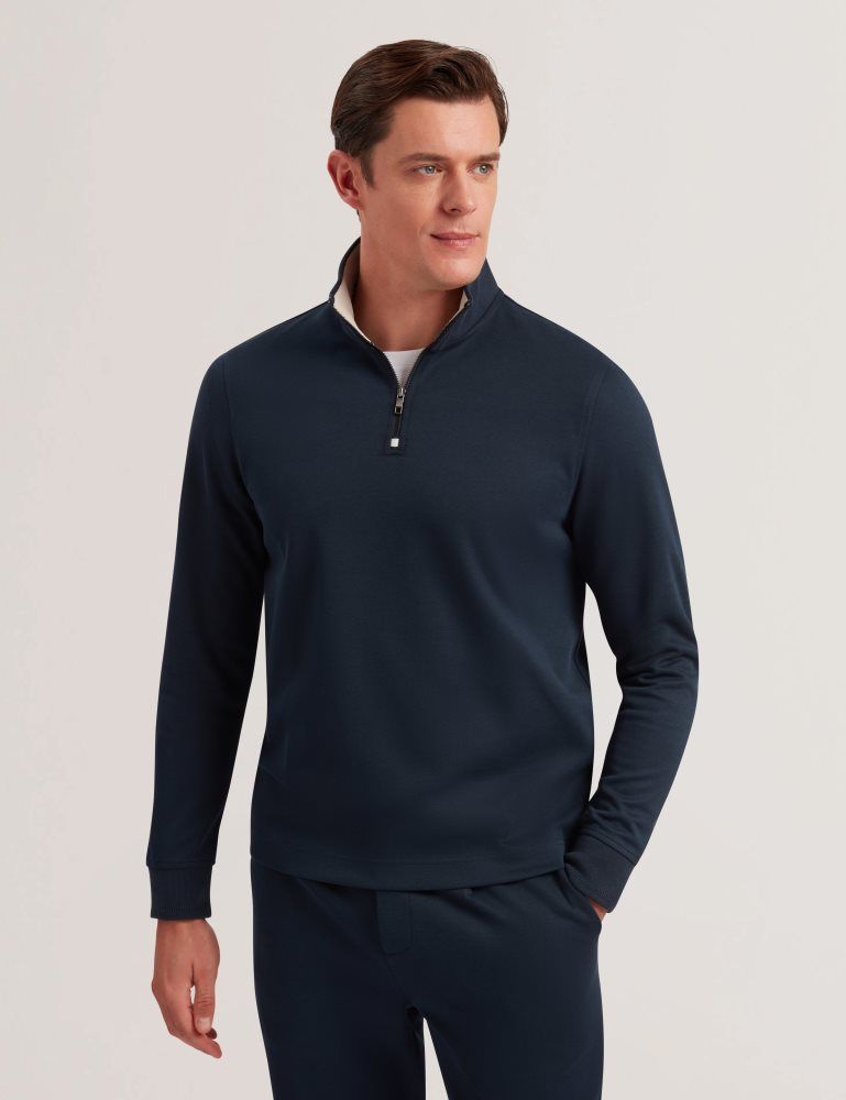 Ted Baker Pryor - Half-zip Funnel Neck Sweatshirt Muške Topi Tamnoplave | 860741-FZY