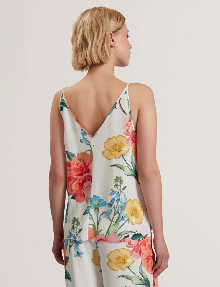 Ted Baker Purrla - Floral Print Scoop Neck Sleeveless Top Ženske Majice Bijele | 632570-CVU