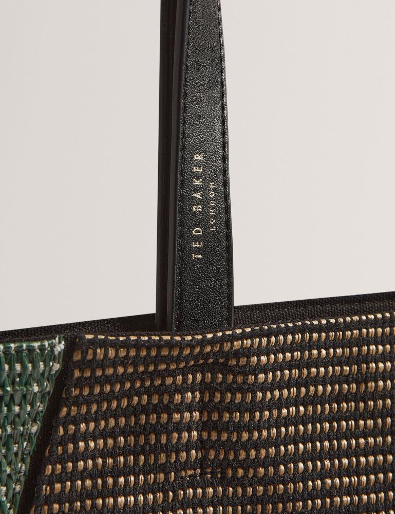 Ted Baker Rafiya - Woven Colour Block Folding Shopper Bag Ženske Torbe Ikone Crne | 502169-NEZ
