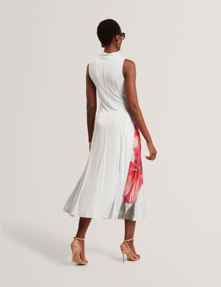Ted Baker Rebehka - High Neck Printed Jersey Midi Dress Ženske Haljina Plave | 547621-DIF