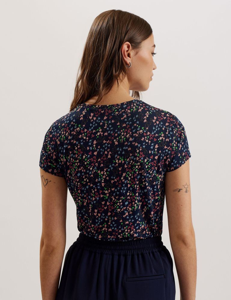 Ted Baker Remanaa - Heart Printed Fitted Tee Ženske Majice Tamnoplave | 507361-BIE