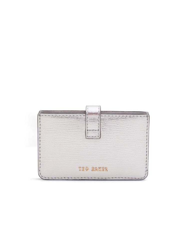 Ted Baker Riann - Metallic Crinkled Leather Card Holder Ženske Novčanici Srebrne | 726398-DOX