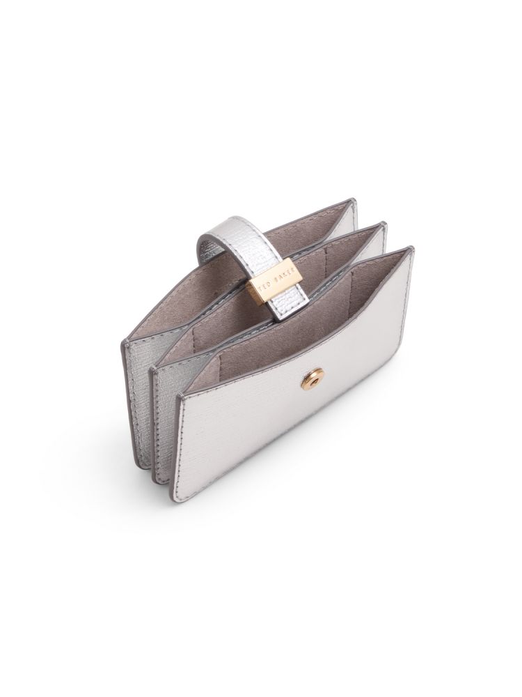 Ted Baker Riann - Metallic Crinkled Leather Card Holder Ženske Novčanici Srebrne | 726398-DOX