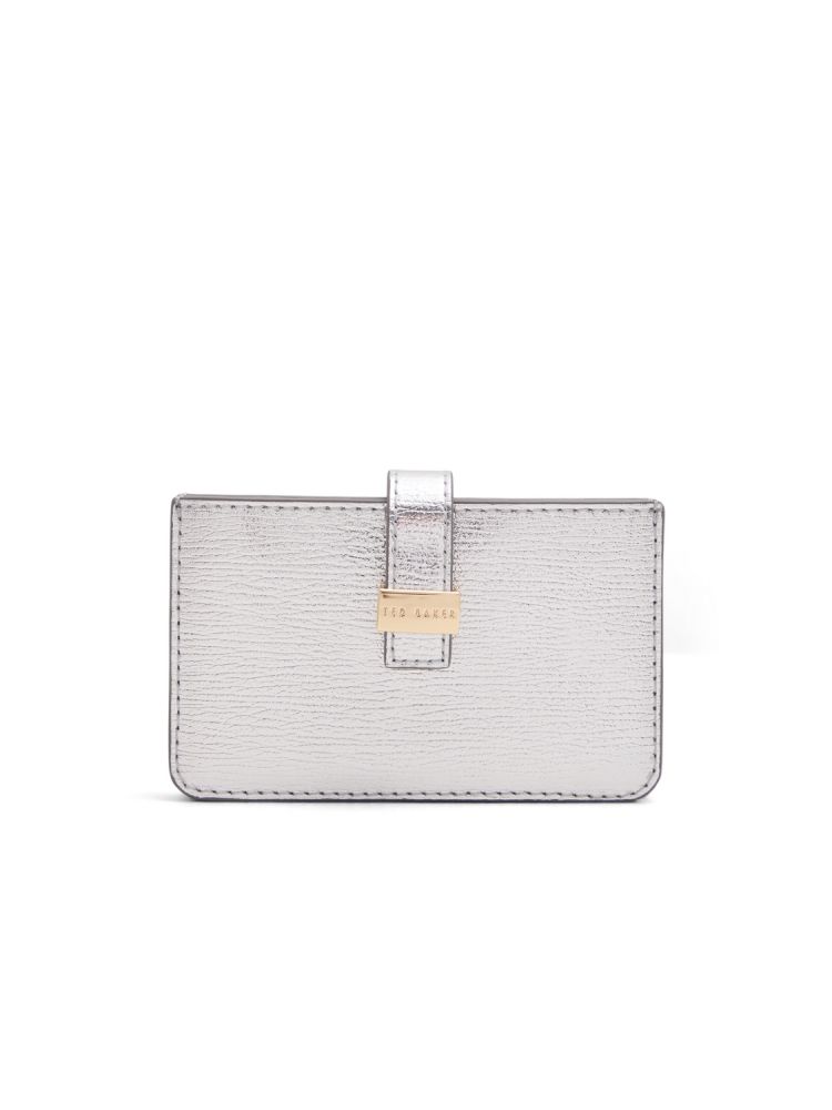 Ted Baker Riann - Metallic Crinkled Leather Card Holder Ženske Novčanici Srebrne | 726398-DOX