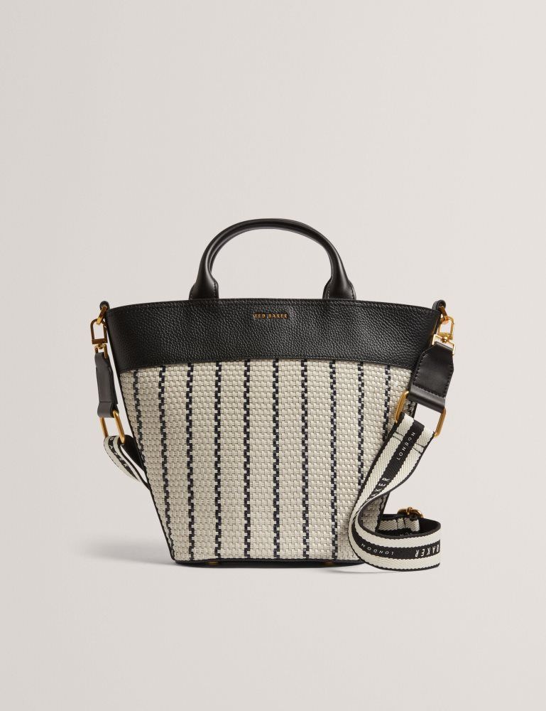 Ted Baker Riveri - Woven Leather Trim Bucket Bag With Webbing Strap Ženske Torba Tote Tamnoplave | 791203-UYJ